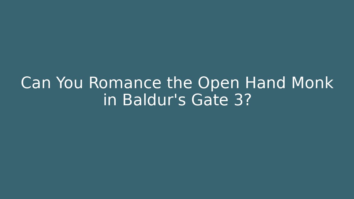 Can You Romance the Open Hand Monk in Baldur's Gate 3?