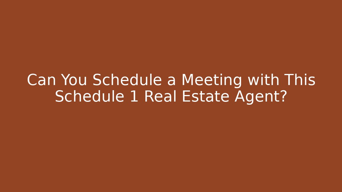 Can You Schedule a Meeting with This Schedule 1 Real Estate Agent?