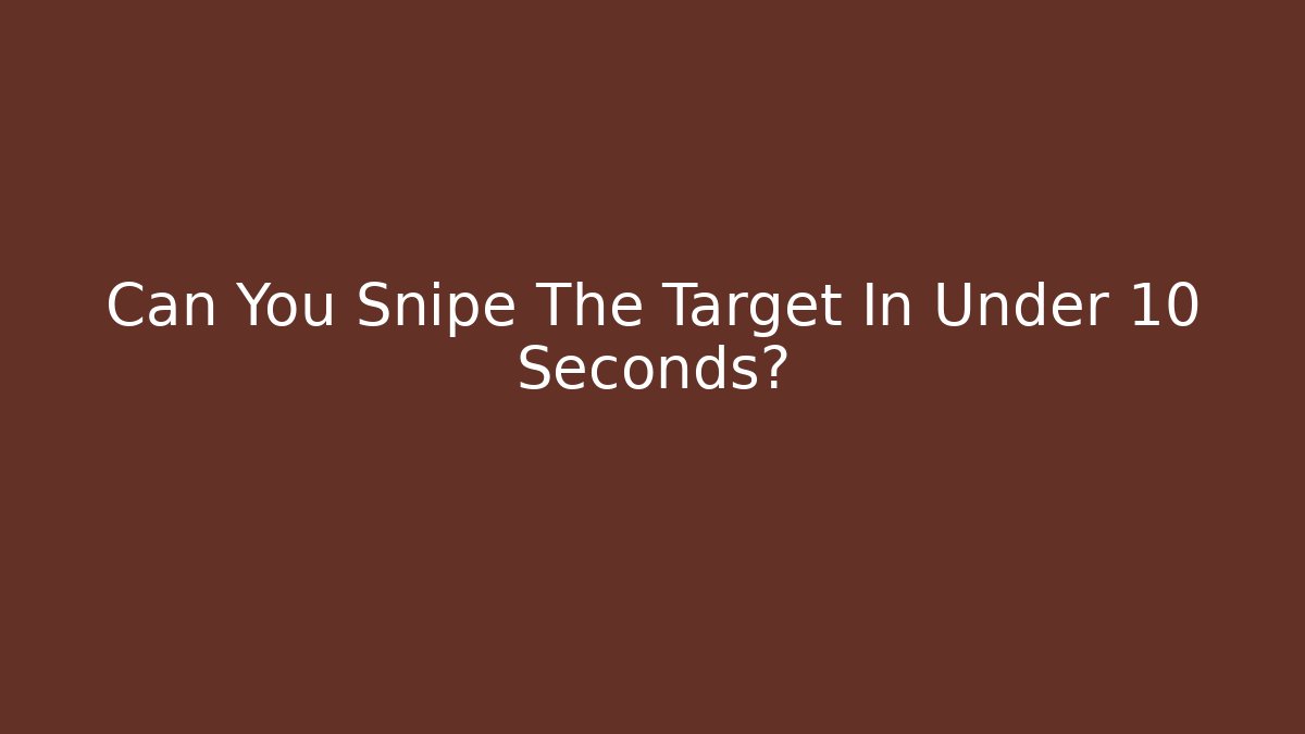 Can You Snipe The Target In Under 10 Seconds? - Create More Assets