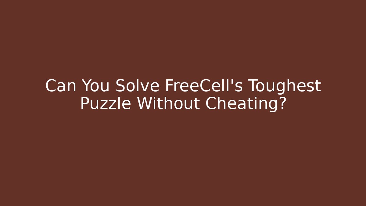 Can You Solve FreeCell's Toughest Puzzle Without Cheating?