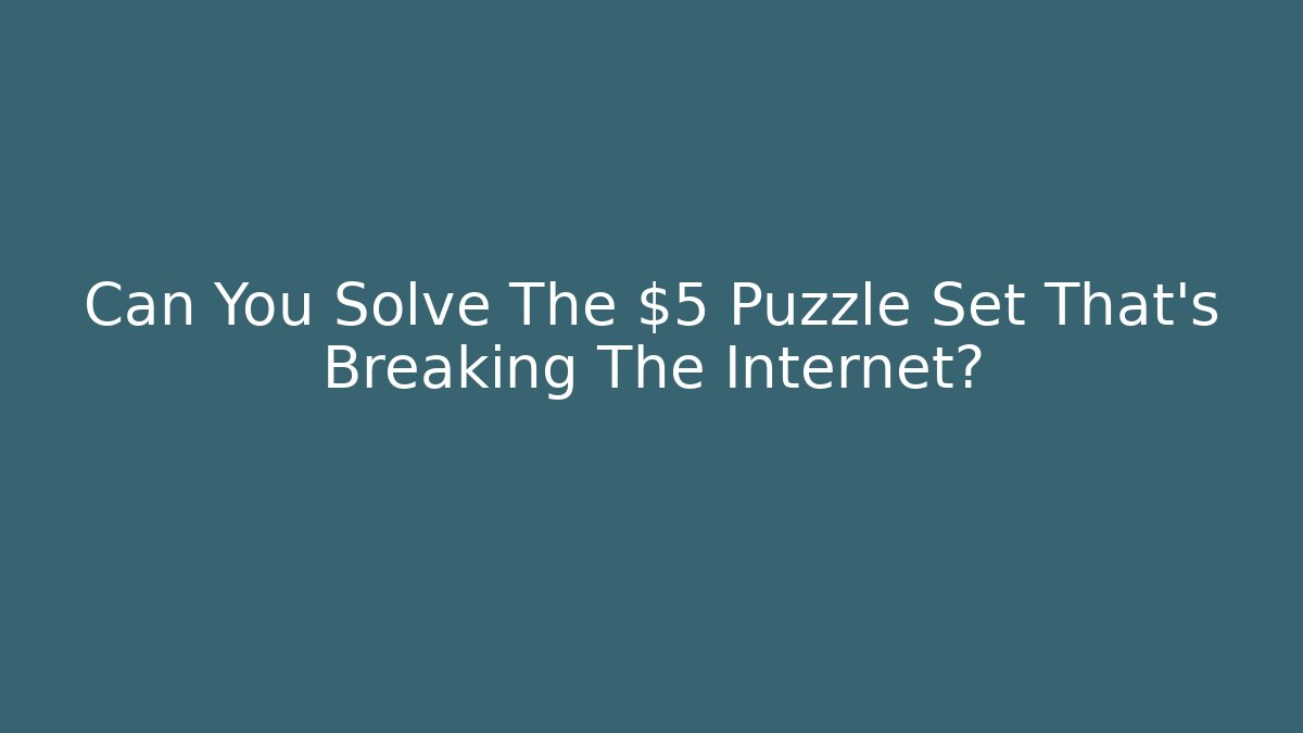 Can You Solve The $5 Puzzle Set That's Breaking The Internet?