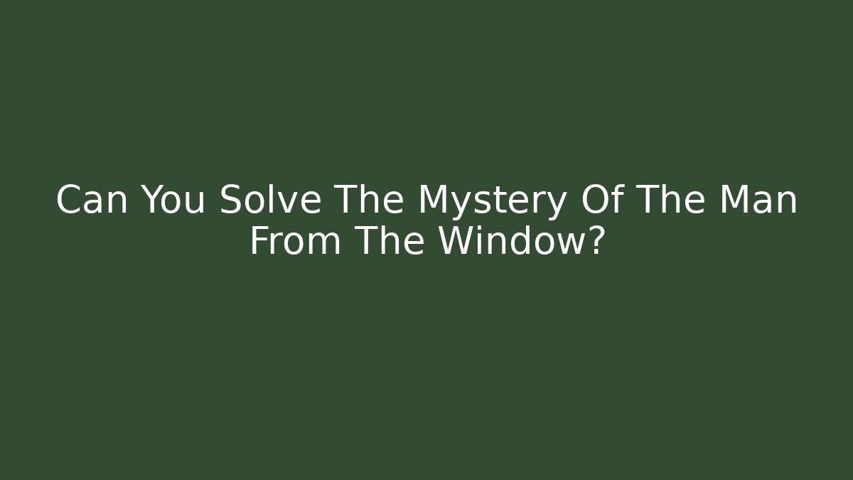 Can You Solve The Mystery Of The Man From The Window?