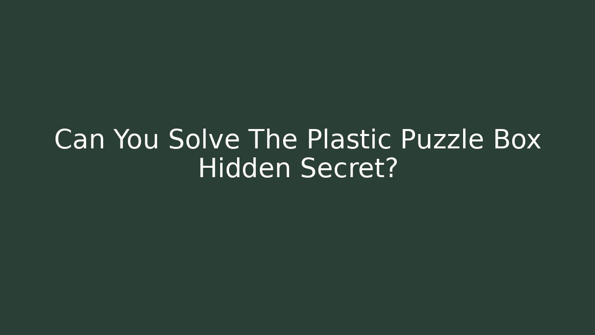 Can You Solve The Plastic Puzzle Box Hidden Secret?