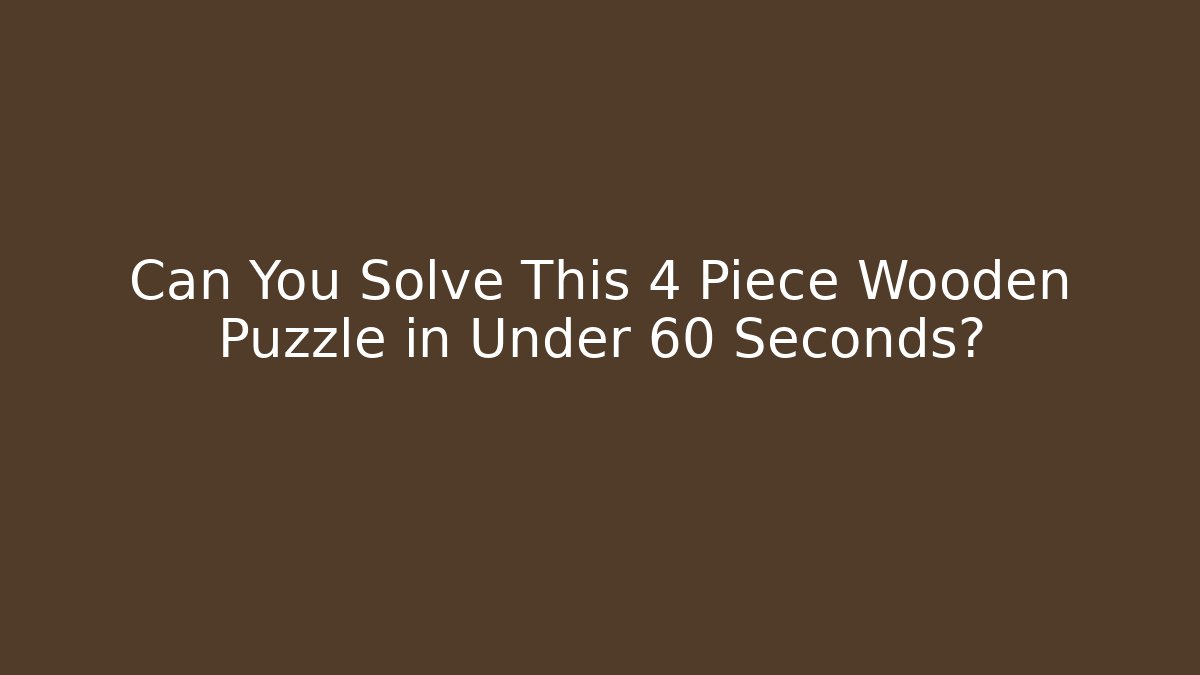 Can You Solve This 4 Piece Wooden Puzzle in Under 60 Seconds?