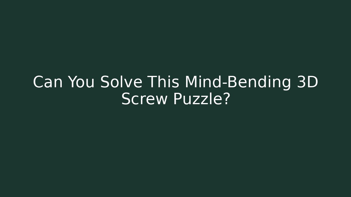Can You Solve This Mind-Bending 3D Screw Puzzle?