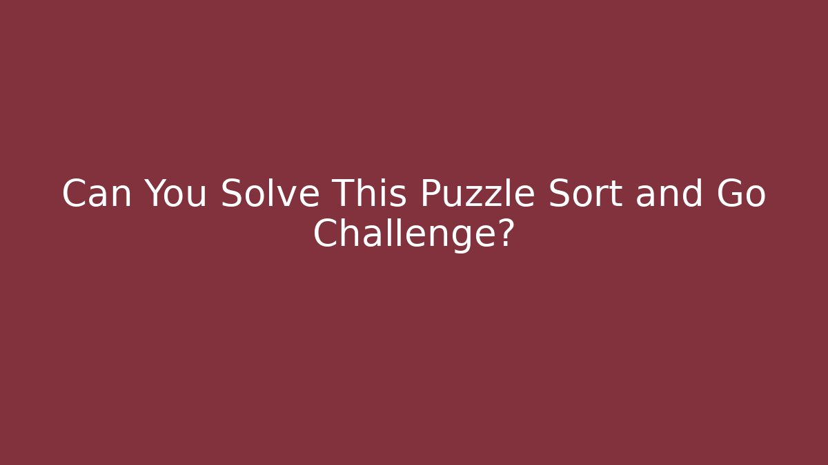 Can You Solve This Puzzle Sort and Go Challenge?