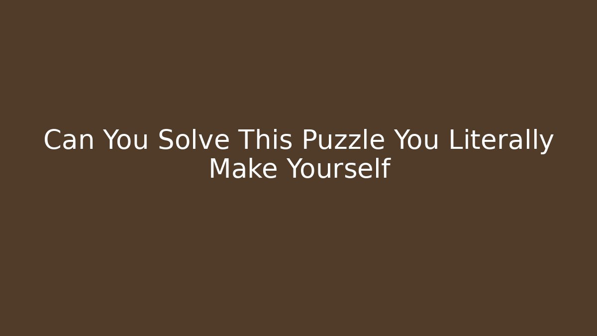 Can You Solve This Puzzle You Literally Make Yourself