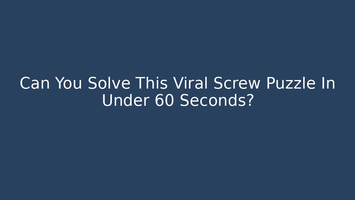 Can You Solve This Viral Screw Puzzle In Under 60 Seconds?