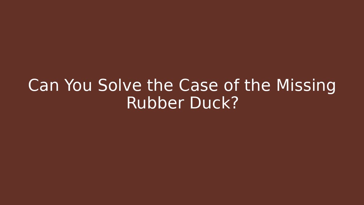 Can You Solve the Case of the Missing Rubber Duck?