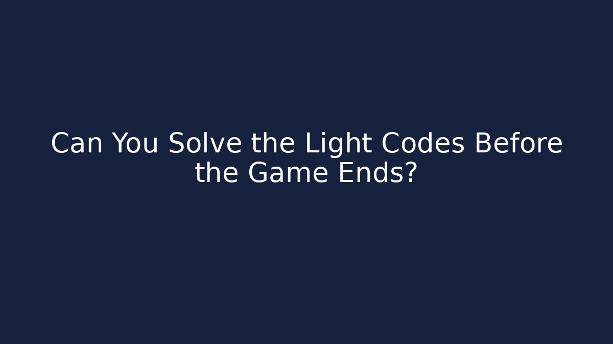 Can You Solve the Light Codes Before the Game Ends? - Create More Assets
