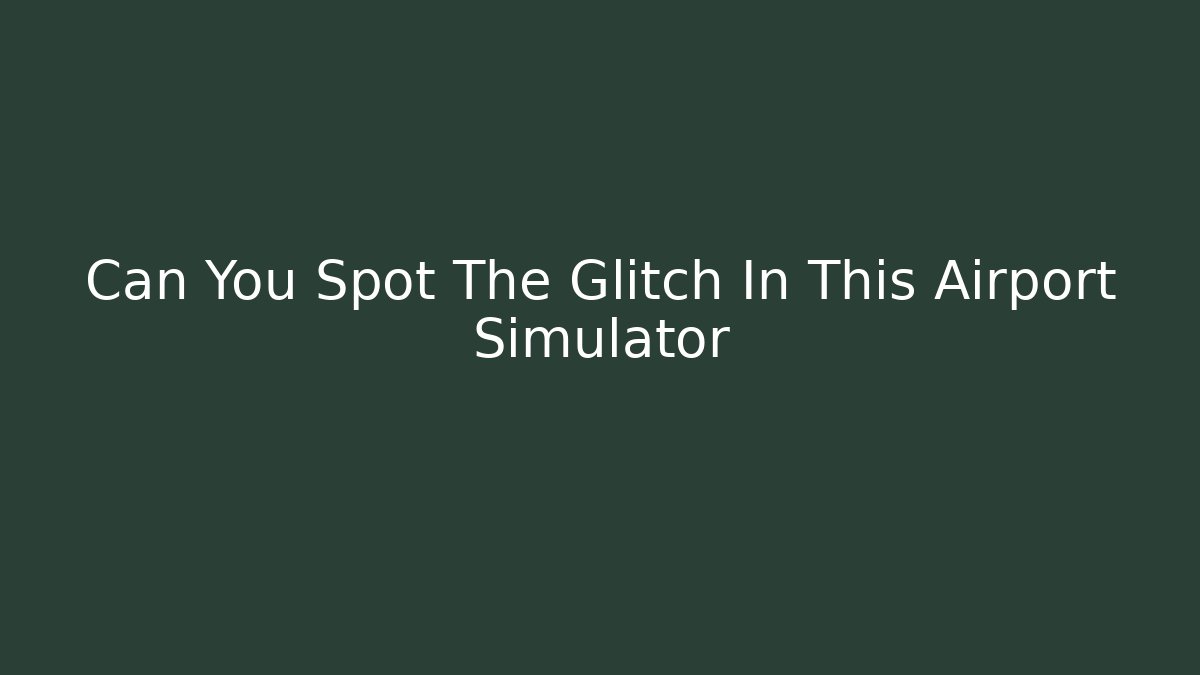 Can You Spot The Glitch In This Airport Simulator