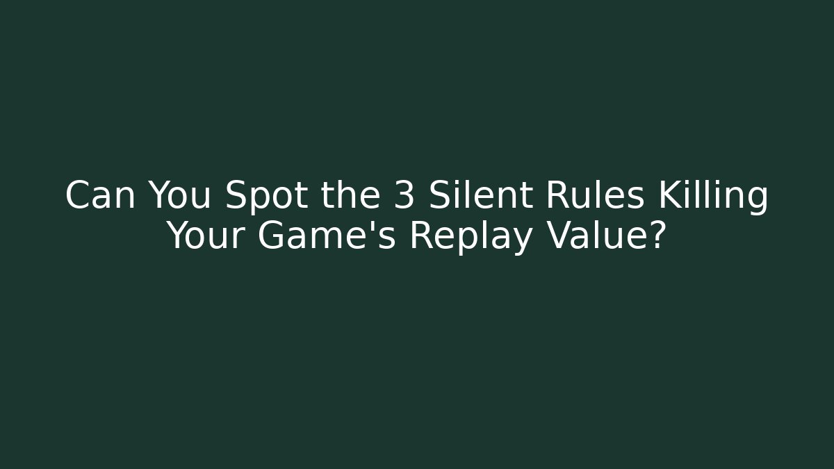 Can You Spot the 3 Silent Rules Killing Your Game's Replay Value?