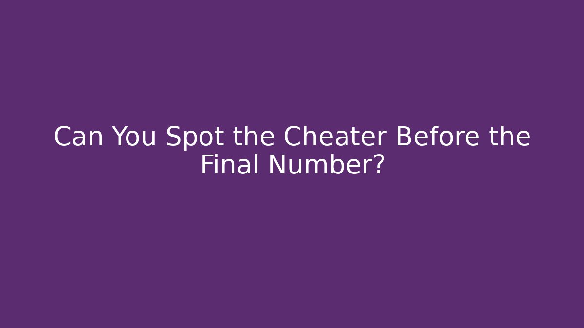 Can You Spot the Cheater Before the Final Number?