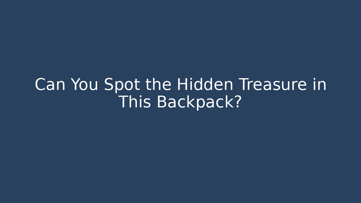 Can You Spot the Hidden Treasure in This Backpack?