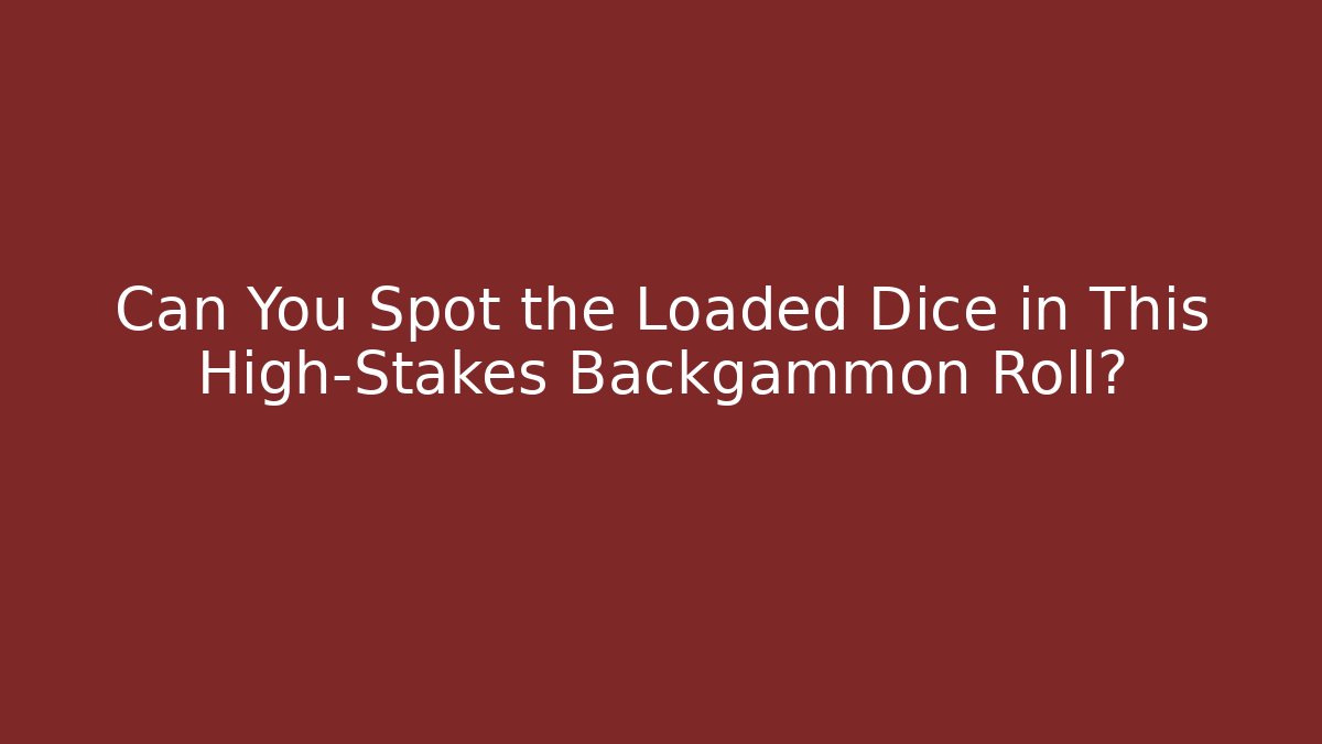 Can You Spot the Loaded Dice in This High-Stakes Backgammon Roll?