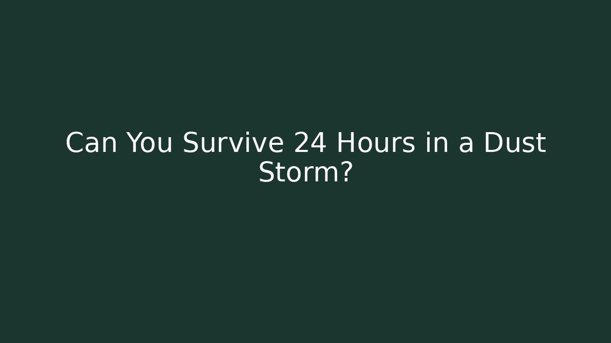 Can You Survive 24 Hours in a Dust Storm?