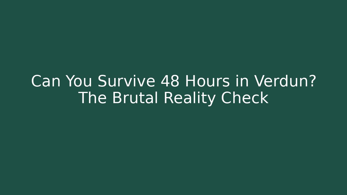 Can You Survive 48 Hours in Verdun? The Brutal Reality Check