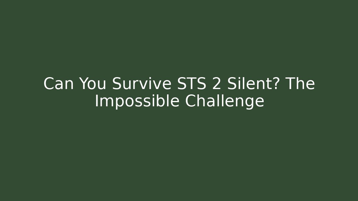Can You Survive STS 2 Silent? The Impossible Challenge - Create More Assets