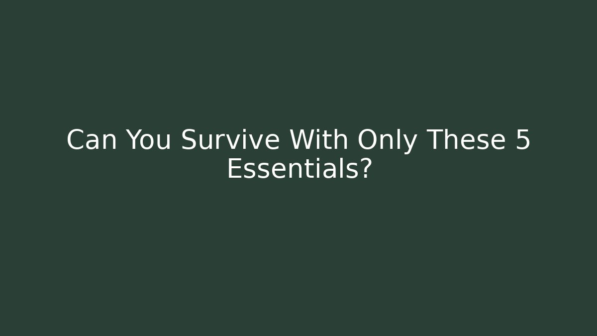 Can You Survive With Only These 5 Essentials? - Create More Assets
