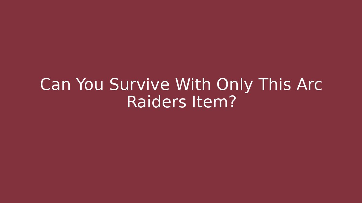 Can You Survive With Only This Arc Raiders Item?