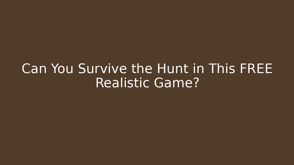 Can You Survive the Hunt in This FREE Realistic Game?