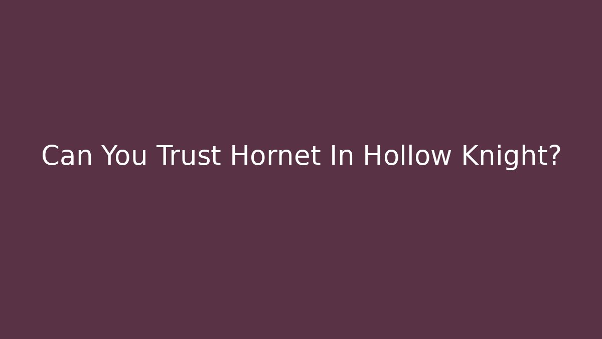 Can You Trust Hornet In Hollow Knight?
