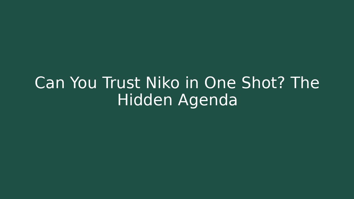 Can You Trust Niko in One Shot? The Hidden Agenda