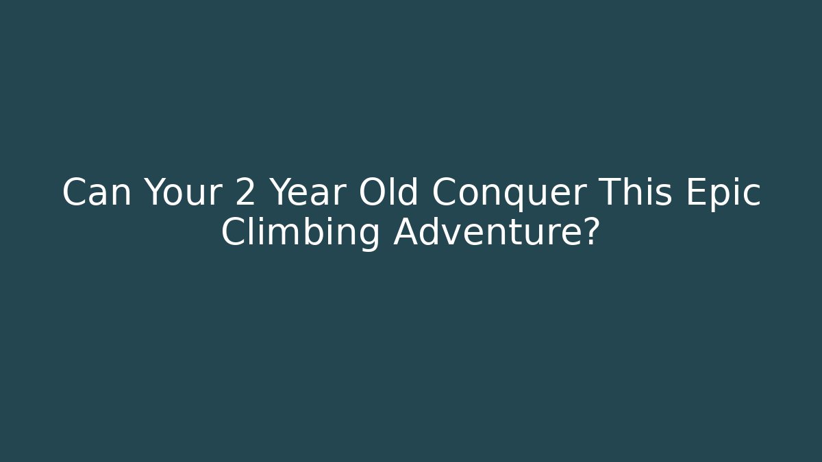Can Your 2 Year Old Conquer This Epic Climbing Adventure?