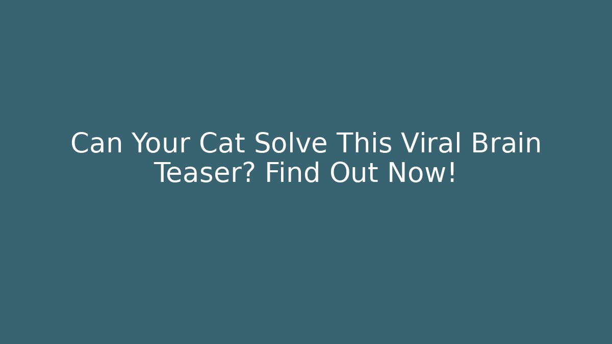 Can Your Cat Solve This Viral Brain Teaser? Find Out Now!