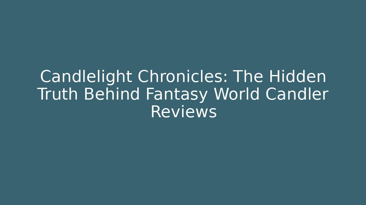 Candlelight Chronicles: The Hidden Truth Behind Fantasy World Candler Reviews