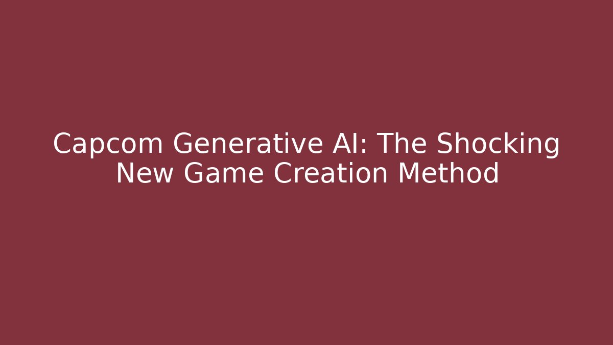 Capcom Generative AI: The Shocking New Game Creation Method - Create More Assets