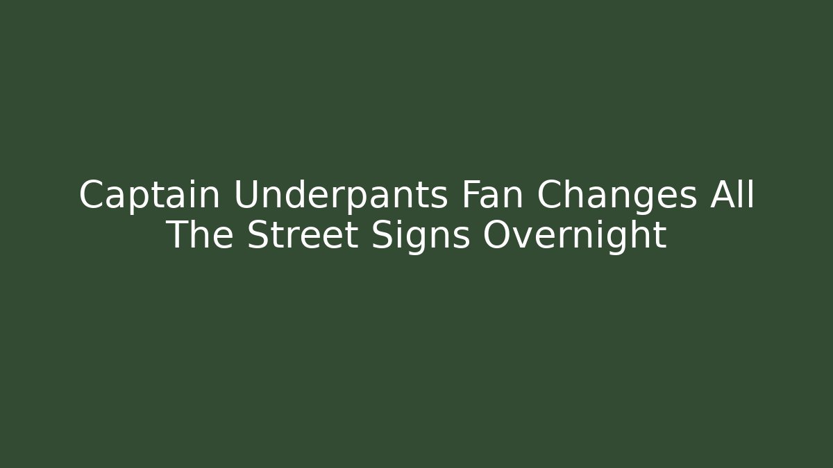 Captain Underpants Fan Changes All The Street Signs Overnight