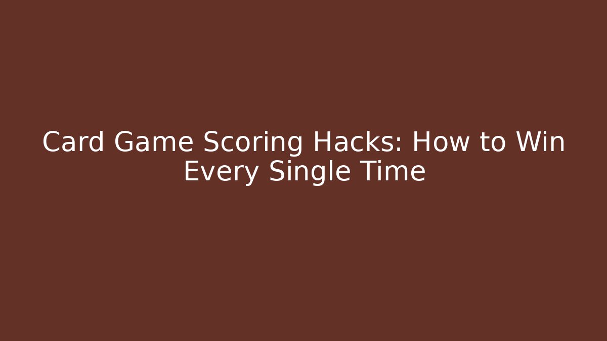 Card Game Scoring Hacks: How to Win Every Single Time