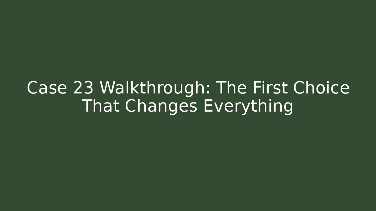 Case 23 Walkthrough: The First Choice That Changes Everything