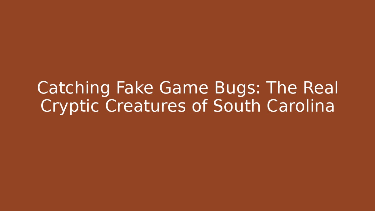Catching Fake Game Bugs: The Real Cryptic Creatures of South Carolina