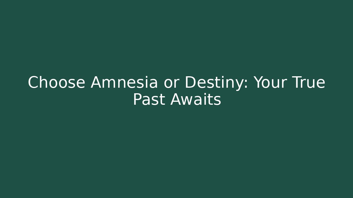 Choose Amnesia or Destiny: Your True Past Awaits