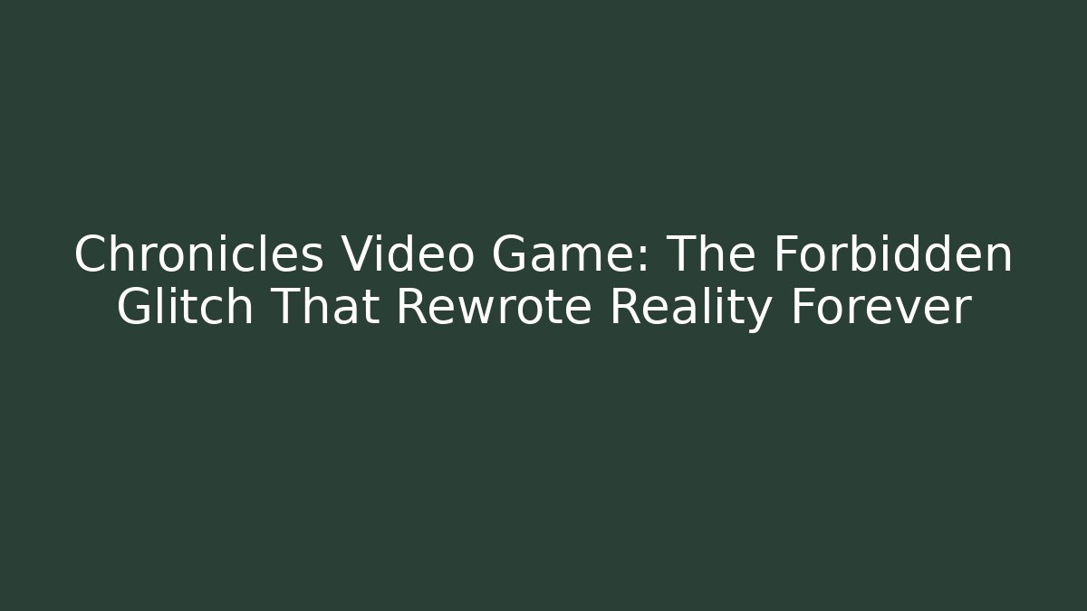 Chronicles Video Game: The Forbidden Glitch That Rewrote Reality Forever