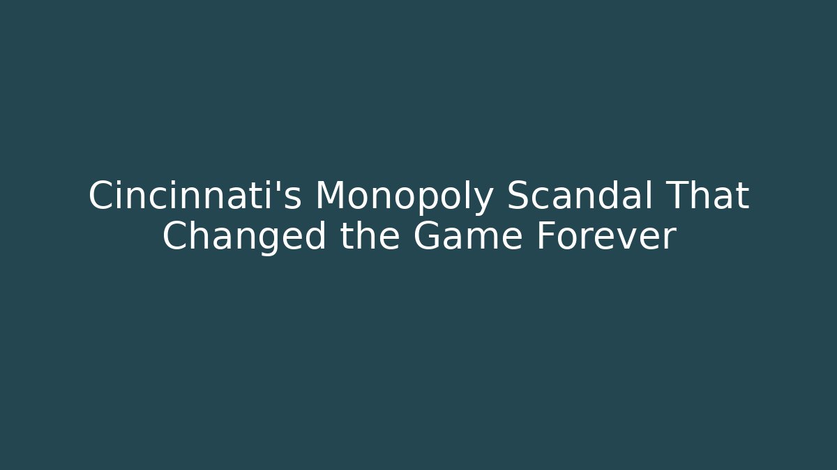 Cincinnati’s Monopoly Scandal That Changed the Game Forever - Create More Assets