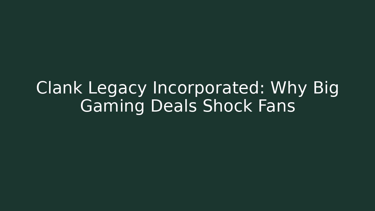 Clank Legacy Incorporated: Why Big Gaming Deals Shock Fans