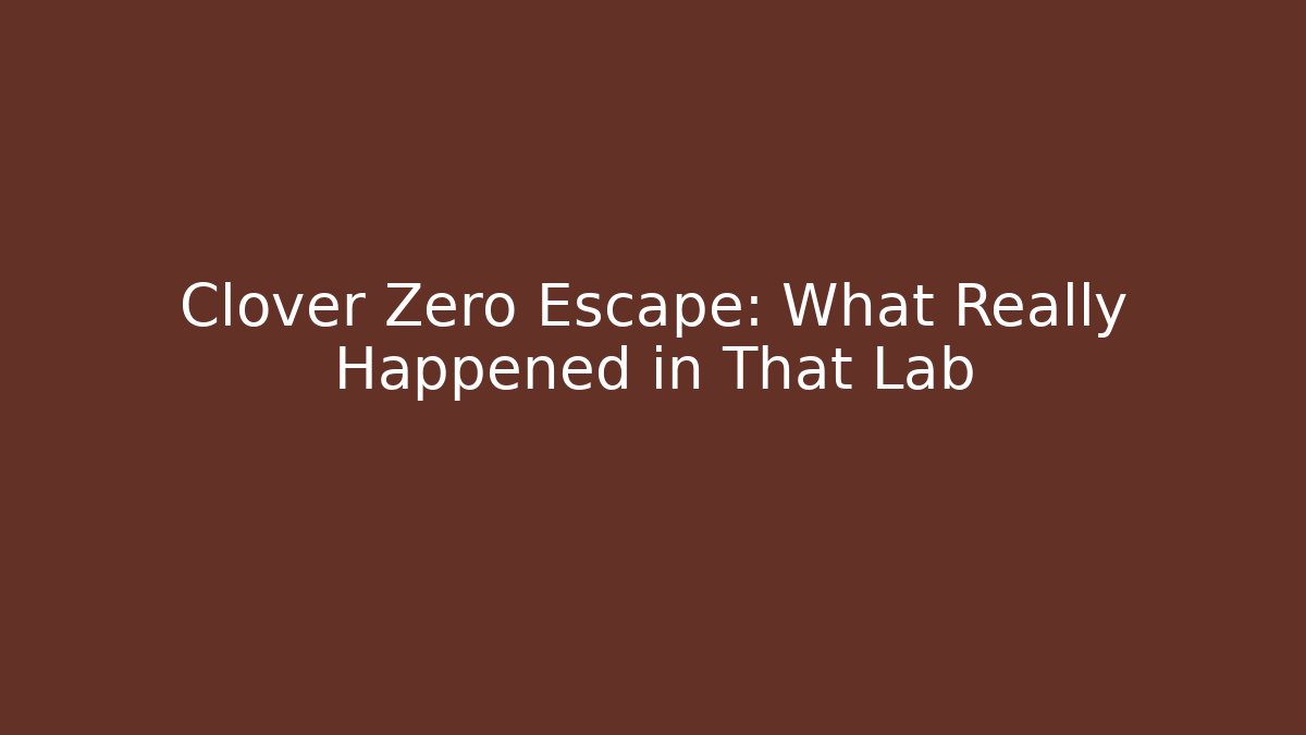 Clover Zero Escape: What Really Happened in That Lab - Create More Assets