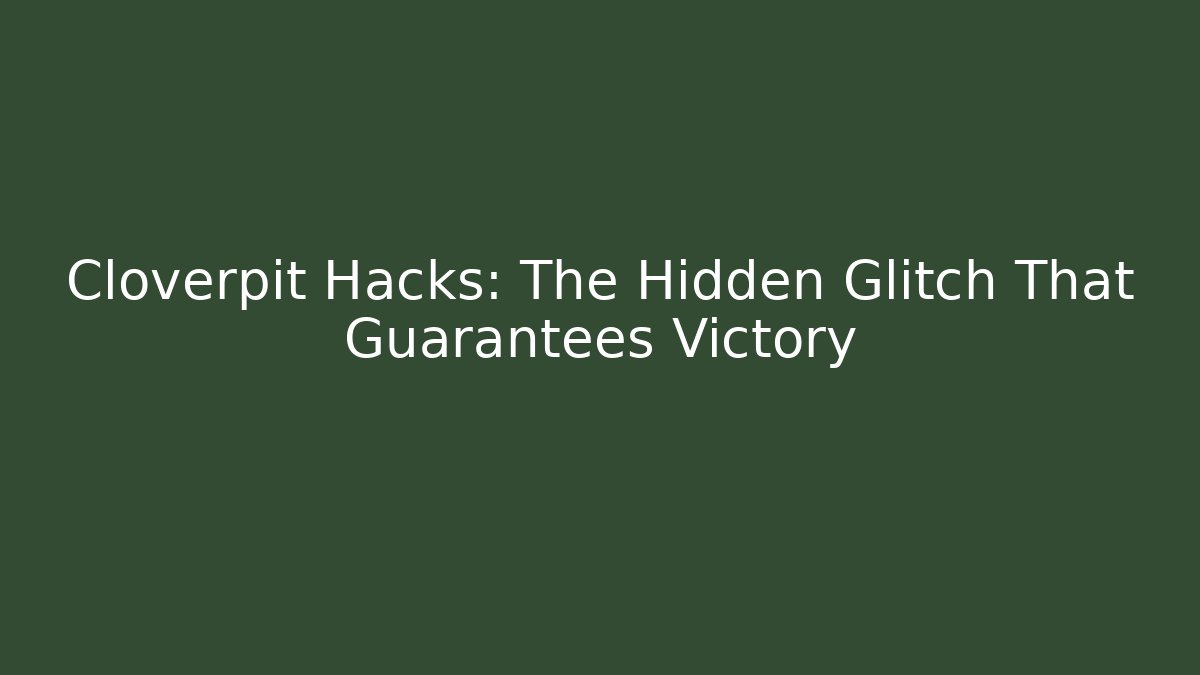 Cloverpit Hacks: The Hidden Glitch That Guarantees Victory