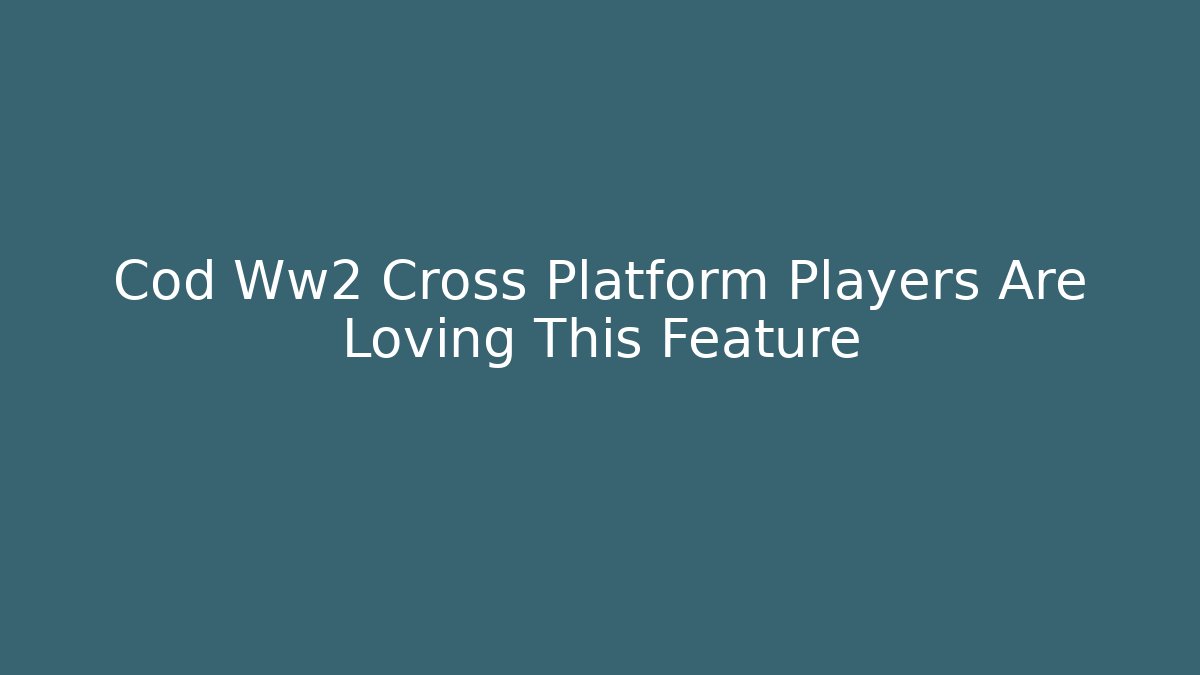 Cod Ww2 Cross Platform Players Are Loving This Feature - Create More Assets
