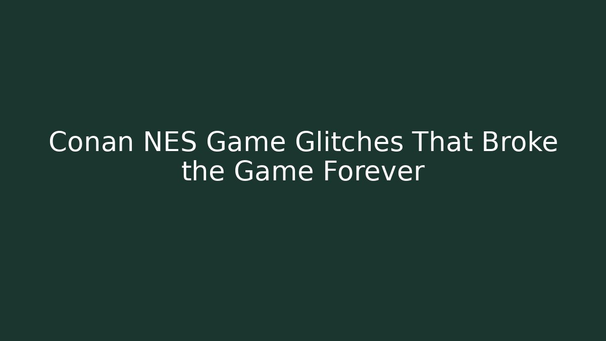 Conan NES Game Glitches That Broke the Game Forever