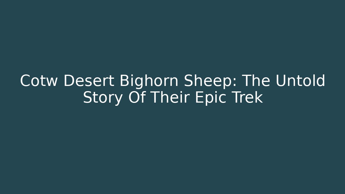 Cotw Desert Bighorn Sheep: The Untold Story Of Their Epic Trek