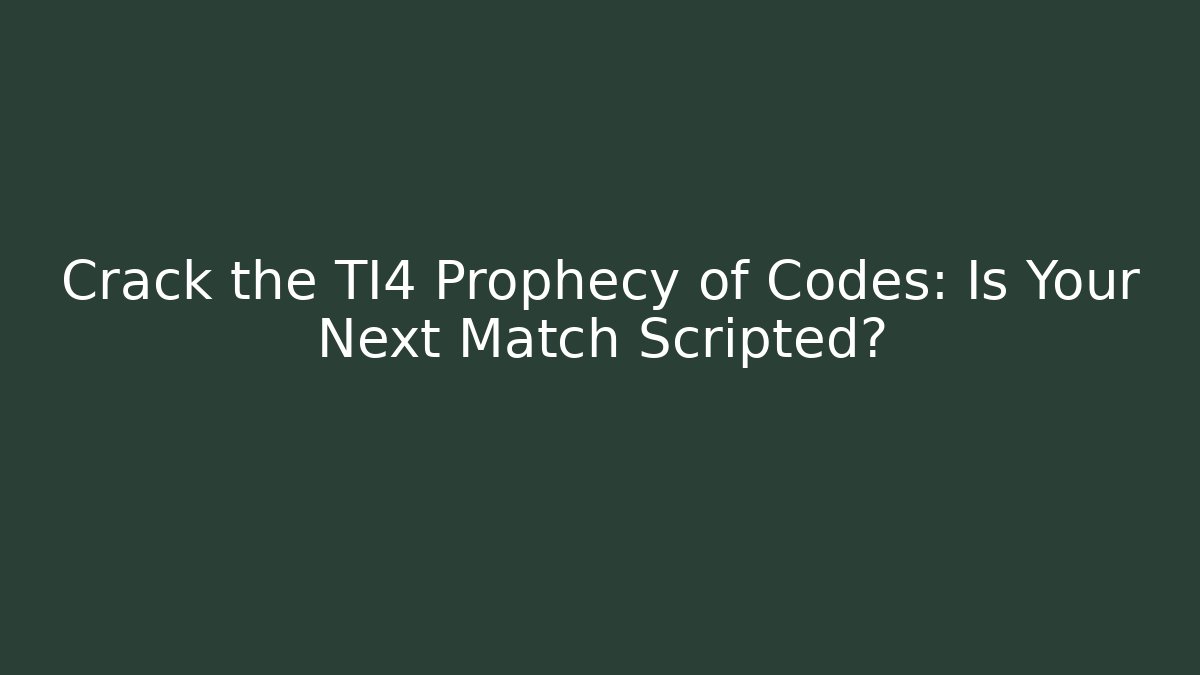 Crack the TI4 Prophecy of Codes: Is Your Next Match Scripted?