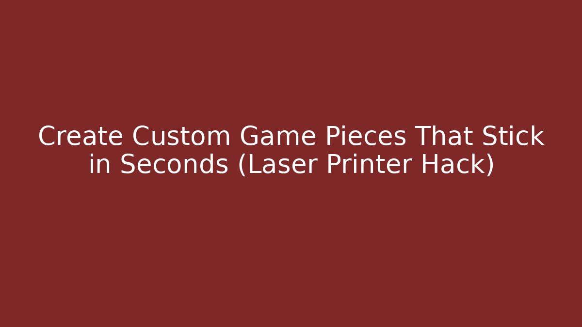 Create Custom Game Pieces That Stick in Seconds (Laser Printer Hack)