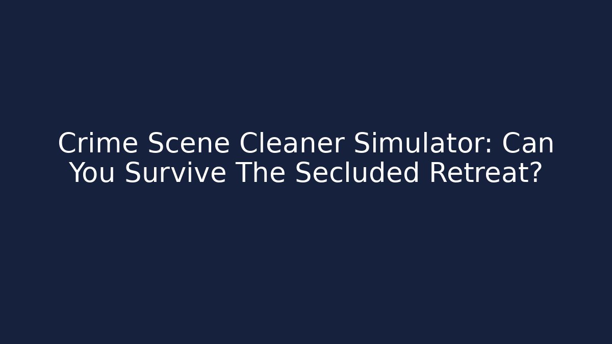 Crime Scene Cleaner Simulator: Can You Survive The Secluded Retreat?