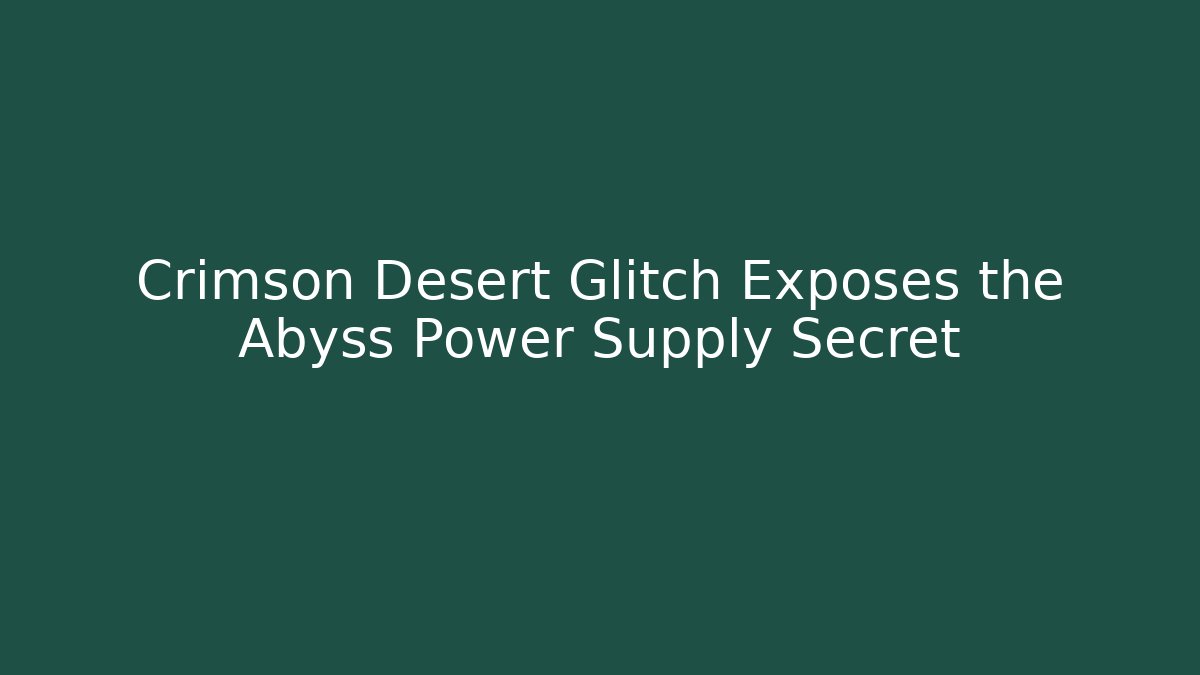 Crimson Desert Glitch Exposes the Abyss Power Supply Secret
