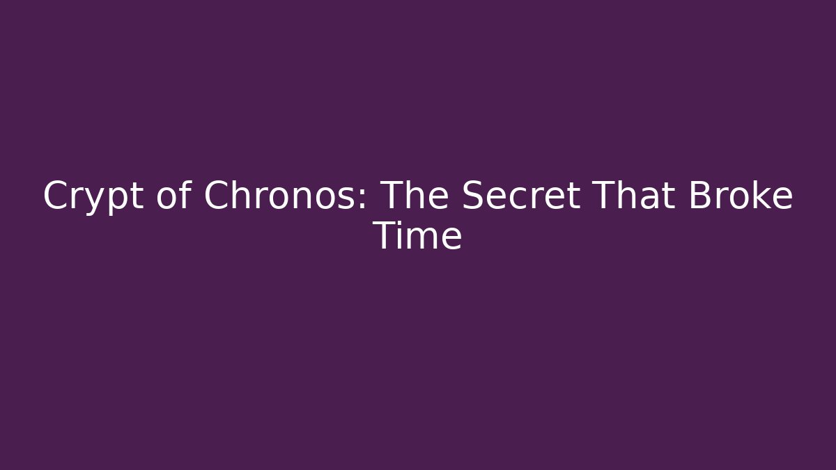 Crypt of Chronos: The Secret That Broke Time
