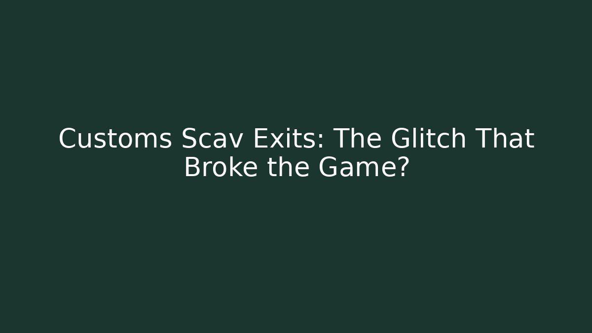 Customs Scav Exits: The Glitch That Broke the Game?